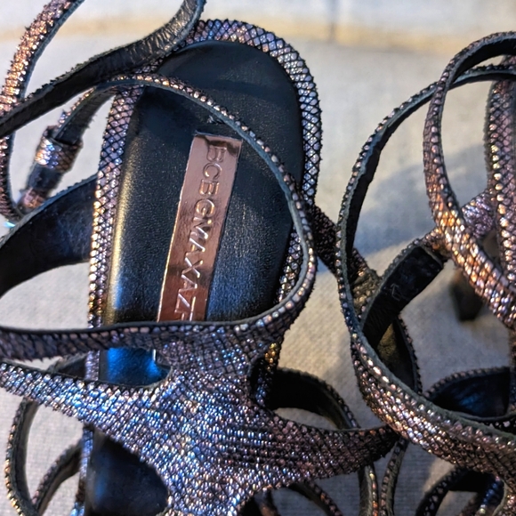 BCBG high heel strappy sandals. Leather 8.5 Metallic. SNAKESKIN. Never Worn. - Picture 5 of 7